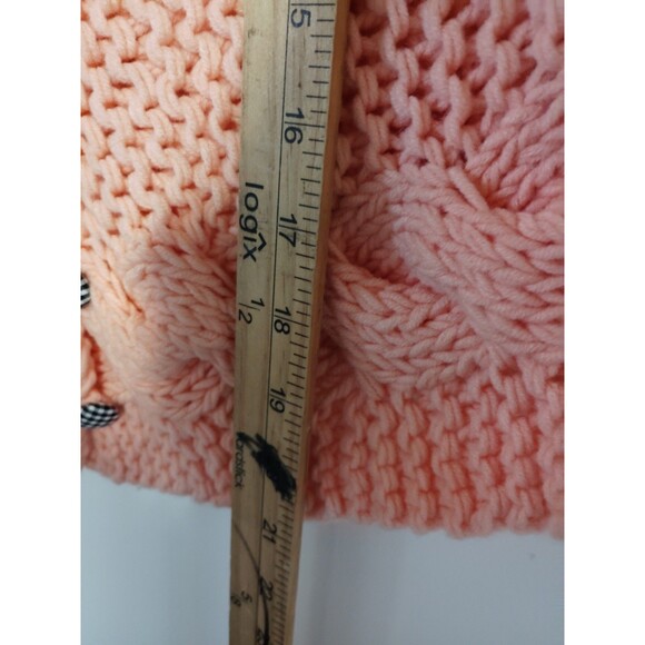 Free People Peach Soft Chunky Knit crop Cardigan Sweater 3/4 Sleeve Sz M - Picture 8 of 9